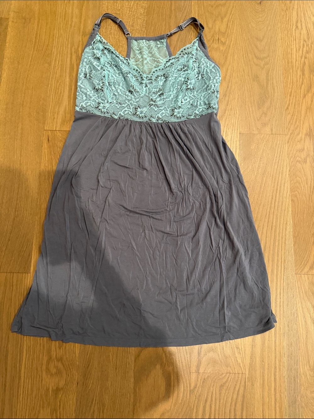 Motherhood nursing night gown in Mint and Charcoal